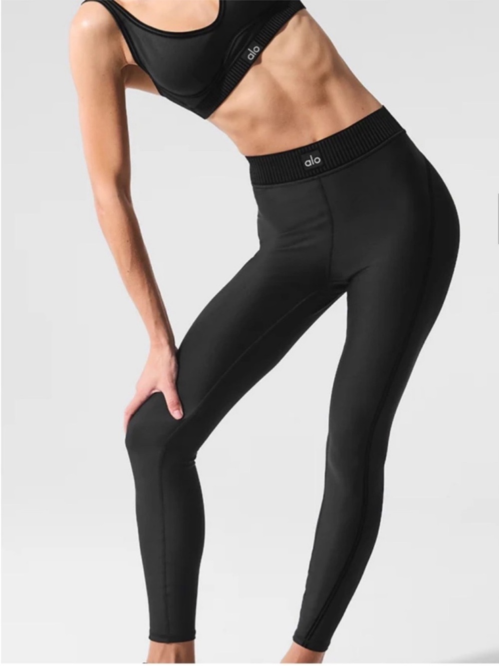 Alo Yoga Airlift High Waist 7/8 Line Up Leggings Black Sz S 4-6 W51318R